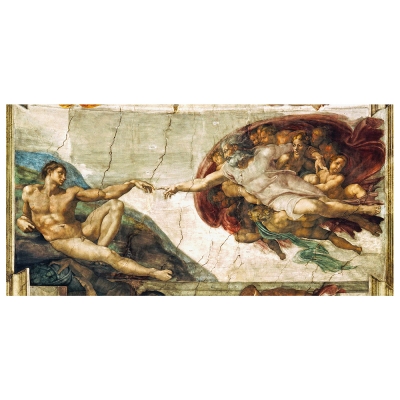 Tableau, Impression Sur Toile - La Création D'Adam Michelangelo Buonarroti - Décoration murale