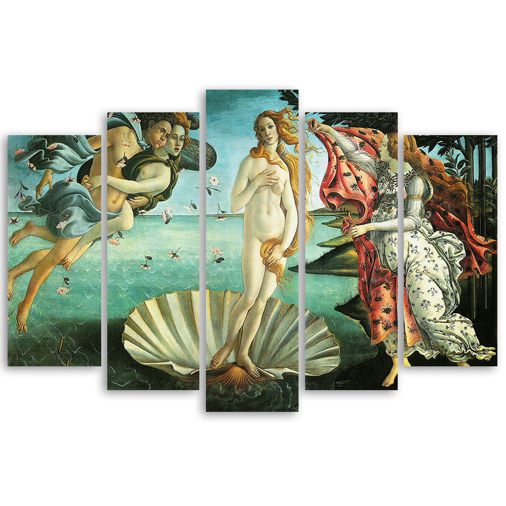 Detail LuxHomeDecor Tableau impression sur panneau en bois MDF Sandro Botticelli La naissance de Venere Dimensions 80 x 60 cm Bord blanc 