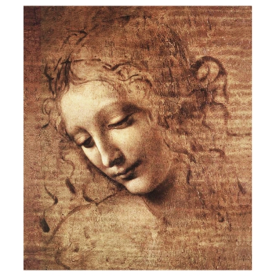 Tableau, Impression Sur Toile - Tête De Jeune Fille Échevelée Leonardo Da Vinci - Décoration murale