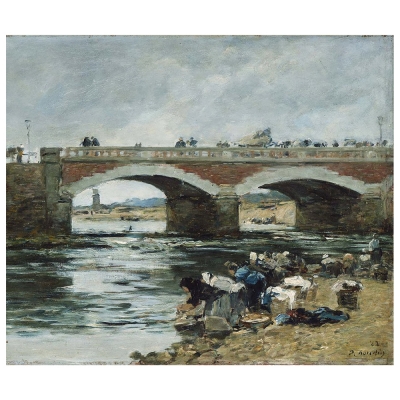 Stampa su tela - Lavandières Près D'Un Pont - Eugène Boudin - Quadro su Tela, Decorazione Parete
