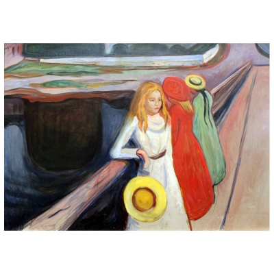 Cuadro Lienzo, Impresión Digital - Muchachas En Un Puente - Edvard Munch - Decoración Pared