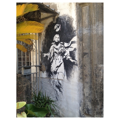 Stampa su tela - Madonna con la Pistola a Napoli, Banksy. Copia di A. Manzotti - Quadro su Tela, Decorazione Parete
