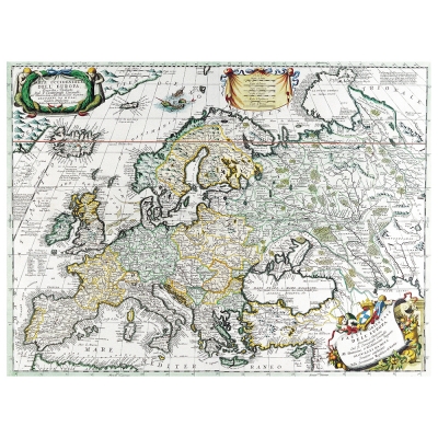Quadro em Tela, Impressão Digital - Mapa Antigo No. 16 - Decoração de Parede