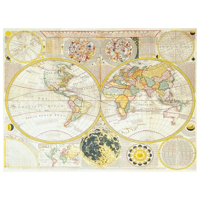 Stampa su tela - Mappa Antica No. 33 - Quadro su Tela, Decorazione Parete