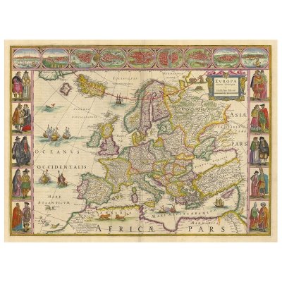 Quadro em Tela, Impressão Digital - Mapa Antigo No. 4 - Decoração de Parede