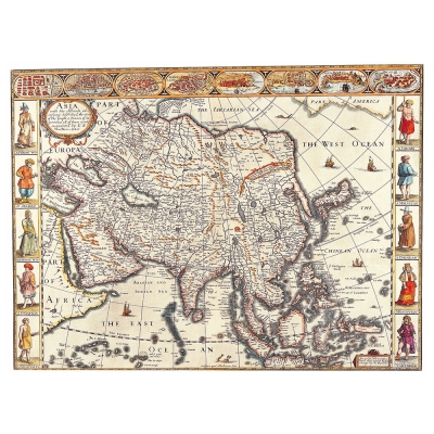 Quadro em Tela, Impressão Digital - Mapa Antigo No. 46 - Decoração de Parede