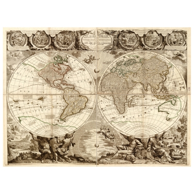 Tableau, Impression Sur Toile - Cartographie - Ancienne Carte No. 63 - Décoration murale