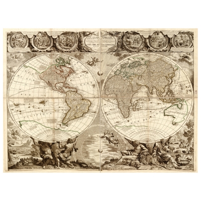 Stampa su tela - Mappa Antica No. 63 - Quadro su Tela, Decorazione Parete