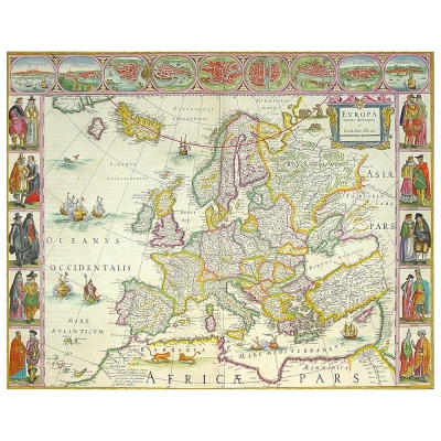 Cuadro Lienzo, Impresión Digital - Mapa Antiguo No. 68 - Decoración Pared