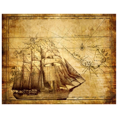 Stampa su tela - Mappa Antica - Quadro su Tela, Decorazione Parete