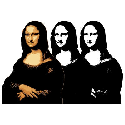 Quadro em Tela, Impressão Digital - Mona Lisa a Branco e Preto e Cores - Decoração de Parede
