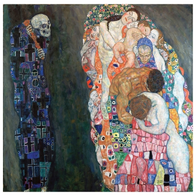Quadro em Tela, Impressão Digital - Morte e Vida - Gustav Klimt - Decoração de Parede