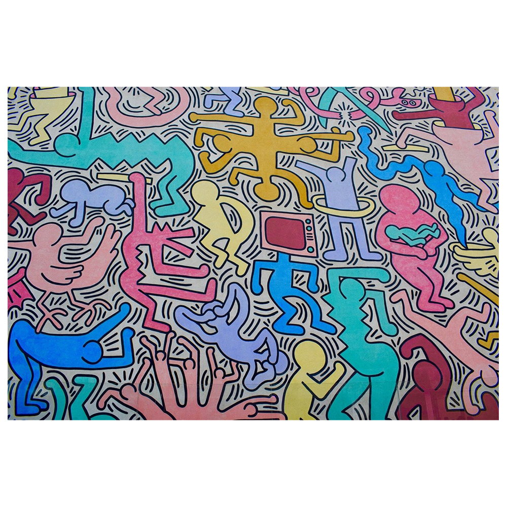 ⭐️ Quadro Keith Haring The Dancers Stampa su Tela Cotone Vernice Pennellate ⭐️