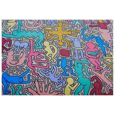 Kunstdruck auf Leinwand - In der Welt von Keith Haring - Wanddeko, Canvas