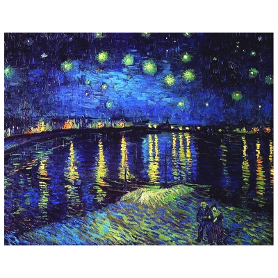 Cuadro Lienzo, Impresión Digital - Noche Estrellada Sobre El Ródano - Vincent Van Gogh - Decoración Pared