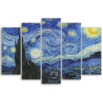 Quadro em Tela, Impressão Digital - Noite Estrelada - Vincent Van Gogh - Decoração de Parede