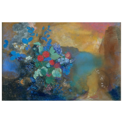 Tableau, Impression Sur Toile - Ophélia Parmi Les Fleurs Odilon Redon - Décoration murale