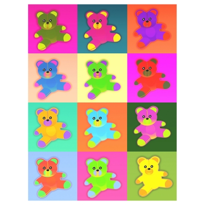 Canvastryck - Colored Teddy Bears - Dekorativ Väggkonst