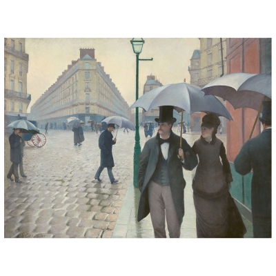 Stampa su tela - Parigi In Un Giorno Di Pioggia - Gustave Caillebotte - Quadro su Tela, Decorazione Parete
