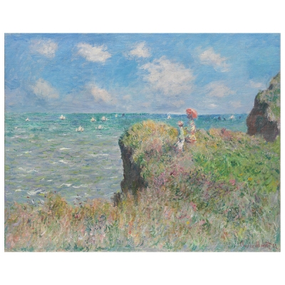 Kunstdruck auf Leinwand - Spaziergang Über Die Felsen Von Pourville - Claude Monet - Wanddeko, Canvas