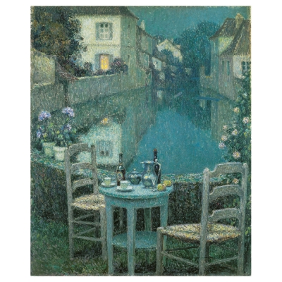 Cuadro Lienzo, Impresión Digital - Mesita En El Crepúsculo De La Tarde - Henri Le Sidaner - Decoración Pared