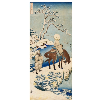Tableau, Impression Sur Toile - Poète Voyageant Dans La Neige Katsushika Hokusai - Décoration murale