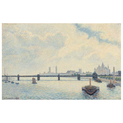 Quadro em Tela, Impressão Digital - Ponte de Charing Cross - Camille Pissarro - Decoração de Parede