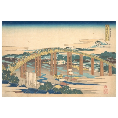 Tableau, Impression Sur Toile - Pont De Yahagi À Okazaki Sur Le Tokaido - Katsushika Hokusai - Décoration murale