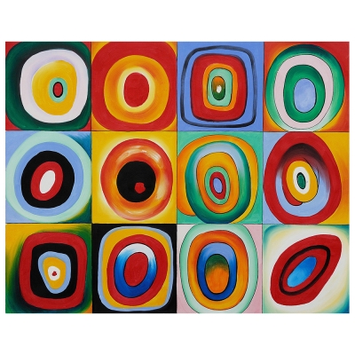 Kunstdruck auf Leinwand - Farbstudie  Quadrate mit konzentrischen Ringen - Wassily Kandinsky - Wanddeko, Canvas