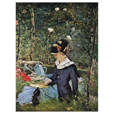 Cuadro Lienzo, Impresión Digital - Chica En El Jardín - Édouard Manet - Decoración Pared