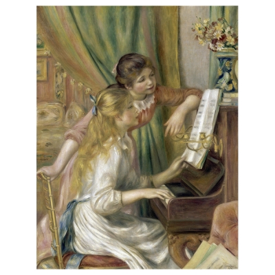 Cuadro Lienzo, Impresión Digital - Chicas Jóvenes En El Piano - Pierre Auguste Renoir - Decoración Pared