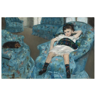 Stampa su tela - Ragazzina In Poltrona Blu - Mary Cassatt - Quadro su Tela, Decorazione Parete