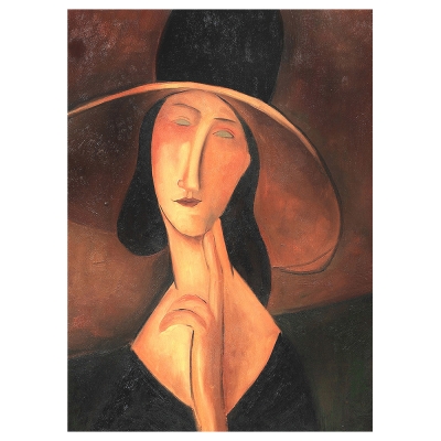 Kunstdruck auf Leinwand - Jeanne Hébuterne mit großem Hut Amedeo Modigliani - Wanddeko, Canvas
