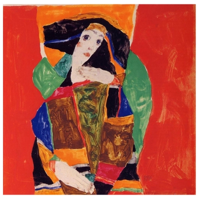 Kunstdruck auf Leinwand - Porträt Einer Frau Egon Schiele - Wanddeko, Canvas