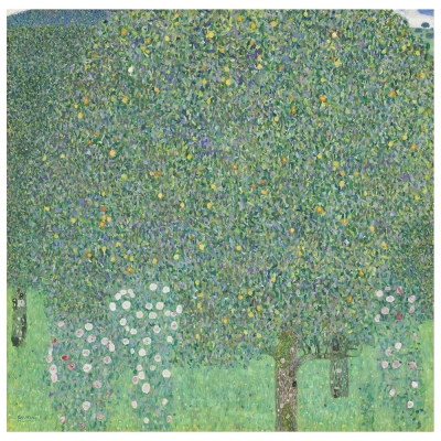 Canvastryck - Rosebushes Under The Trees - Gustav Klimt - Dekorativ Väggkonst