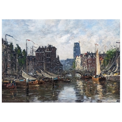 Stampa su tela - Rotterdam, Le Pont De La Bourse - Eugène Boudin - Quadro su Tela, Decorazione Parete