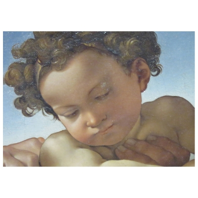 Stampa su tela - Sacra Famiglia, Detto "Tondo Doni" (Dettaglio Del Bambino) - Michelangelo Buonarroti - Quadro su Tela, Decorazione Parete