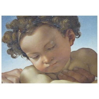 Tableau, Impression Sur Toile - La Sainte Famille À La Tribune Ou "Tondo Doni" (Detail De L'Enfant) Michelangelo Buonarroti - Décoration murale