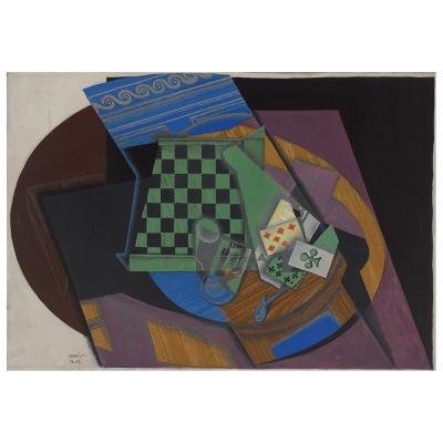 Kunstdruck auf Leinwand - Schachbrett Und Spielkarten - Juan Gris - Wanddeko, Canvas