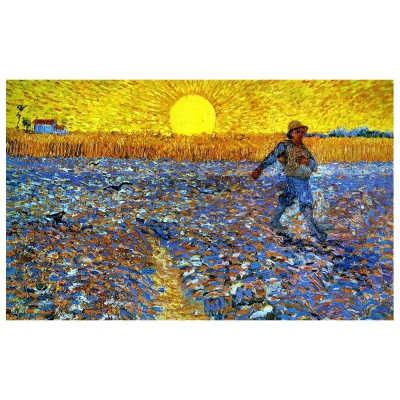 Tableau, Impression Sur Toile - Semeur Au Coucher Du Soleil Vincent Van Gogh - Décoration murale