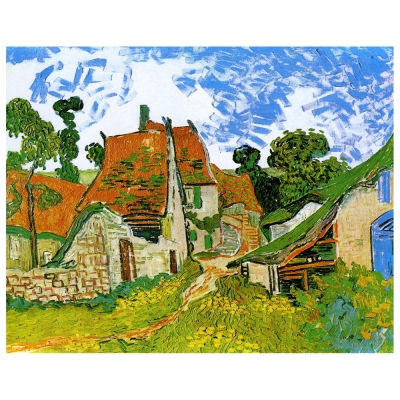 Quadro em Tela, Impressão Digital - Rua da Vila em Auvers - Vincent Van Gogh - Decoração de Parede
