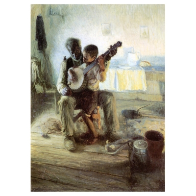 Kunstdruck auf Leinwand - The Banjo Lesson - Henry Ossawa Tanner - Wanddeko, Canvas