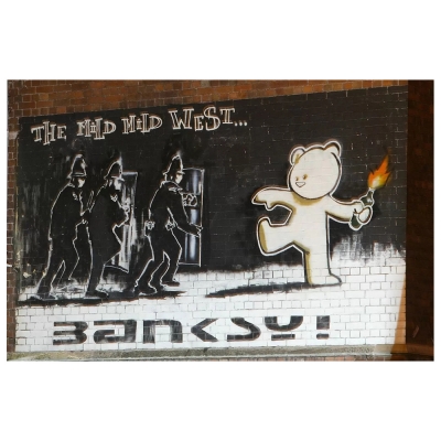 Obraz na płótnie - The Mild Mild West - Bristol, Banksy - Dekoracje ścienne
