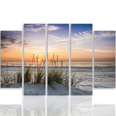 Kunstdruck auf Leinwand - Sonnenuntergang am Einsamen Strand - Wanddeko, Canvas