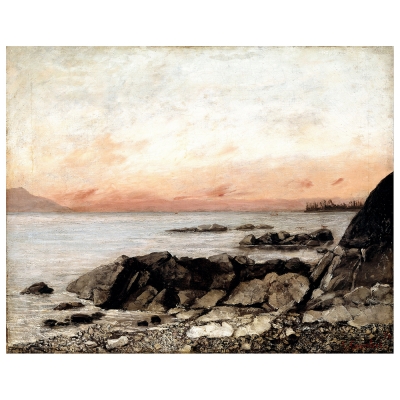 Cuadro Lienzo, Impresión Digital - La Puesta Del Sol. Vevey, Suiza - Gustave Courbet - Decoración Pared