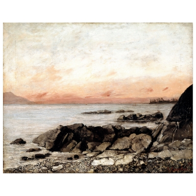 Tableau, Impression Sur Toile - Le Coucher Du Soleil. Vevey, Suisse - Gustave Courbet - Décoration murale