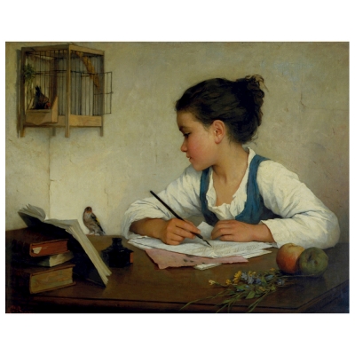 Stampa su tela - Una Ragazza Che Scrive - Henriette Browne - Quadro su Tela, Decorazione Parete