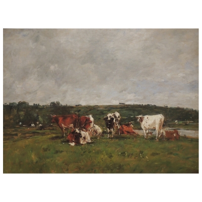 Canvastryck - Vaches Au Pâturage - Eugène Boudin - Dekorativ Väggkonst