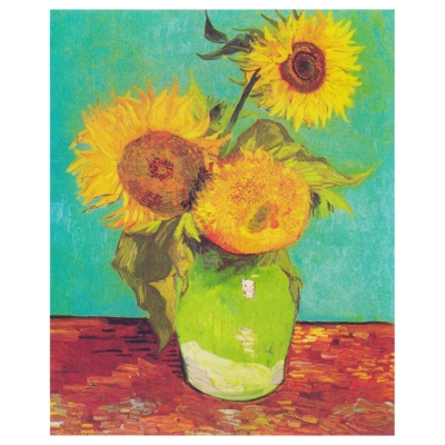 Tableau, Impression Sur Toile - Vase Avec Trois Tournesols Vincent Van Gogh - Décoration murale