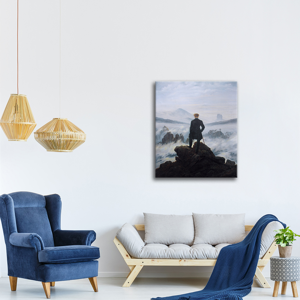 70x50 Tela Canvas Giallobus Quadro Quadri Moderni per la casa Caspar Friedrich Pronto da Appendere Scogliere in Riva al Mare 